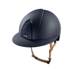 KEP - Casque d'équitation Smart Nova Textile blue visière polo jugulaire beige | - Ohlala