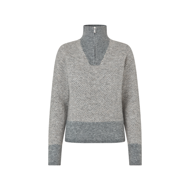 Kingsland - Pull col montant zippé femme KLAudrey light grey melange