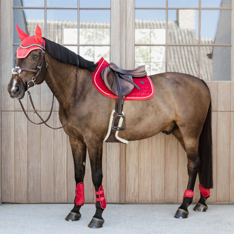 Kentucky Horsewear - Guêtres ouvertes Bamboo Elastic Velvet rouge | - Ohlala