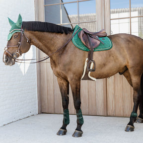 Kentucky Horsewear - Guêtres ouvertes Bamboo Elastic Velvet vert foncé | - Ohlala