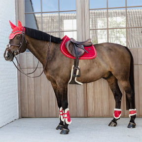 Kentucky Horsewear - Protège-boulets jeunes chevaux mouton vegan Velvet rouge | - Ohlala