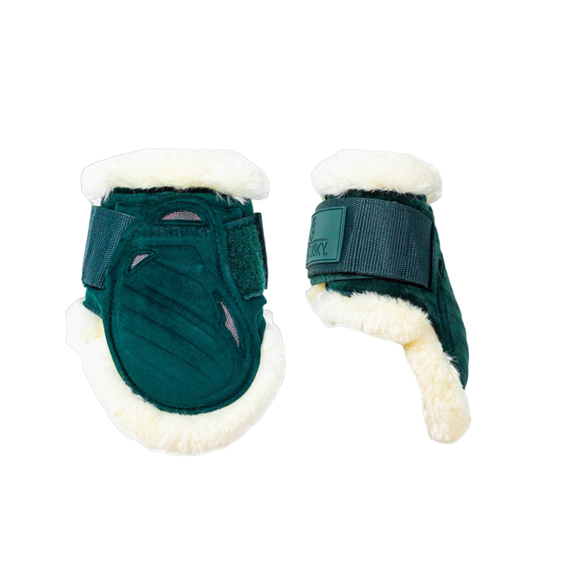 Kentucky Horsewear - Protège-boulets jeunes chevaux mouton vegan Velvet vert foncé | - Ohlala