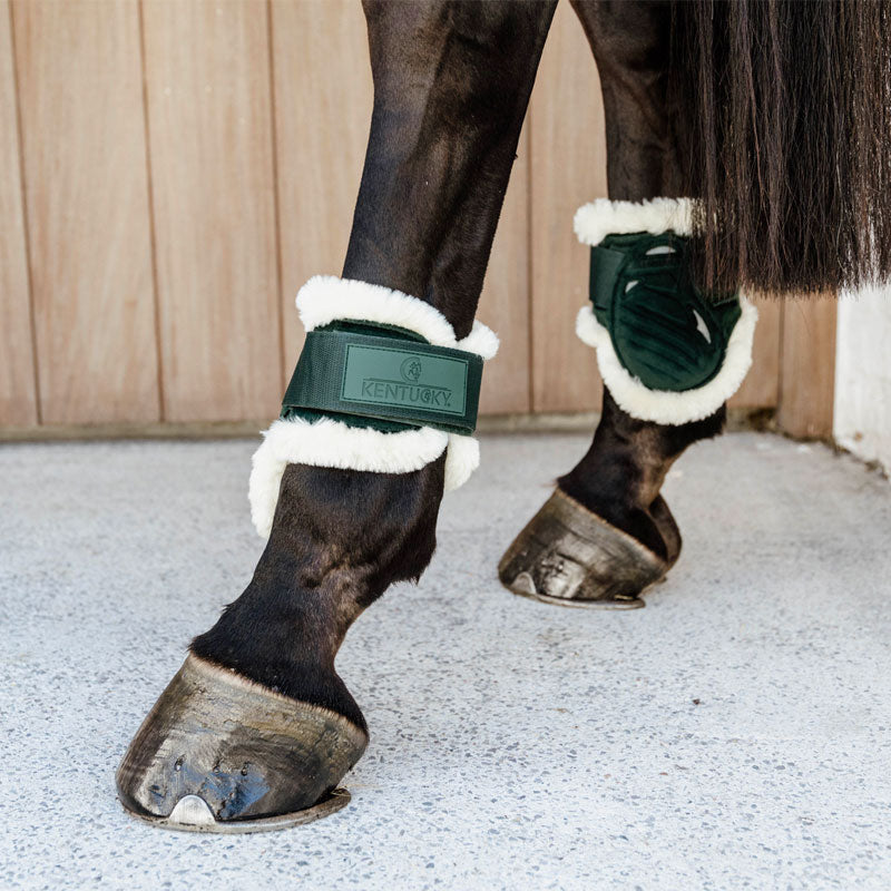 Kentucky Horsewear - Protège-boulets jeunes chevaux mouton vegan Velvet vert foncé | - Ohlala