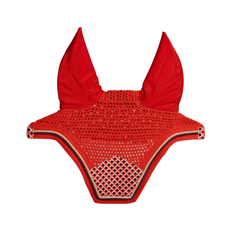 Kentucky Horsewear - Bonnet pour chevaux Wellington Velvet Printing check rouge
