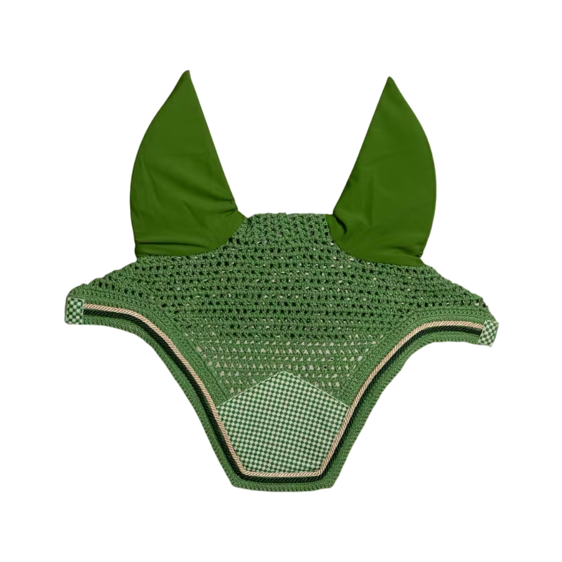 Kentucky Horsewear - Bonnet pour chevaux Wellington Velvet Printing chess vert