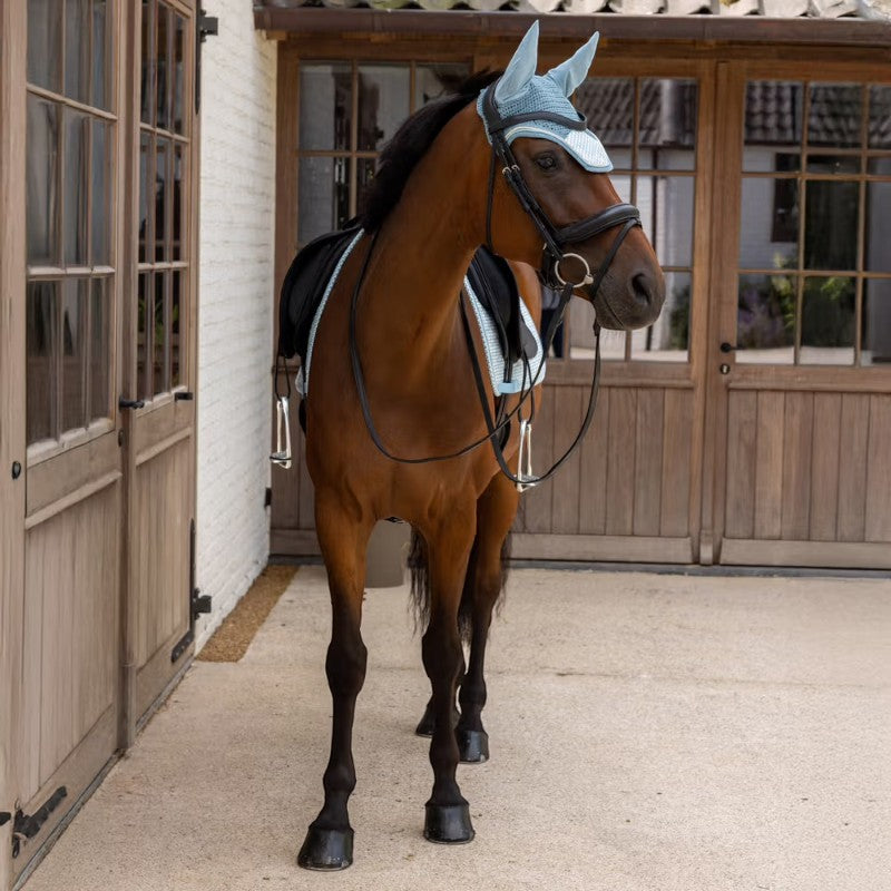 Kentucky Horsewear - Bonnet pour chevaux Wellington Velvet Printing flags light blue