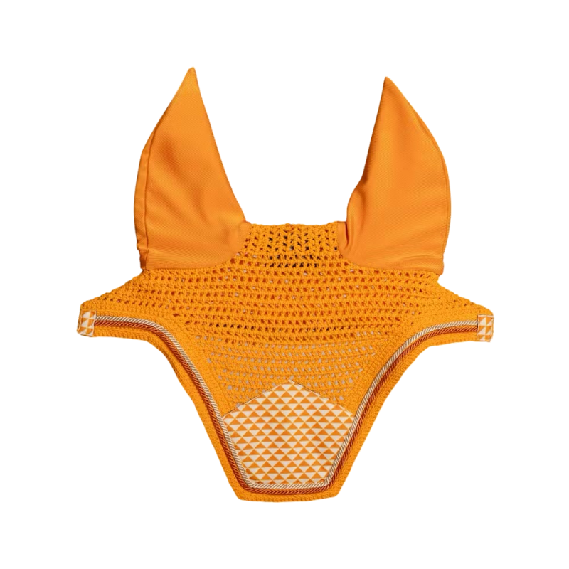 Kentucky Horsewear - Bonnet pour chevaux Wellington Velvet Printing flags orange