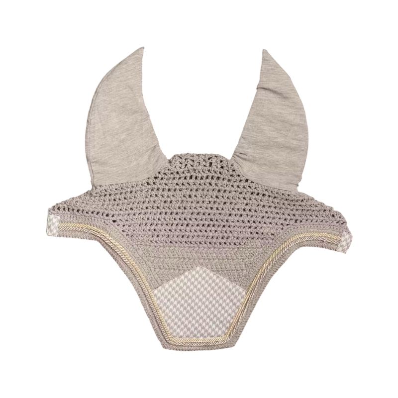 Kentucky Horsewear - Bonnet pour chevaux Wellington Velvet Printing pied de poule gris/ blanc