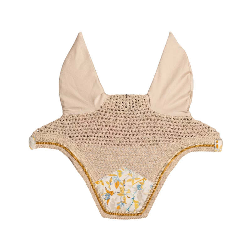 Kentucky Horsewear - Bonnet pour chevaux Wellington Velvet Printing spring leaves whispers marron/ blanc
