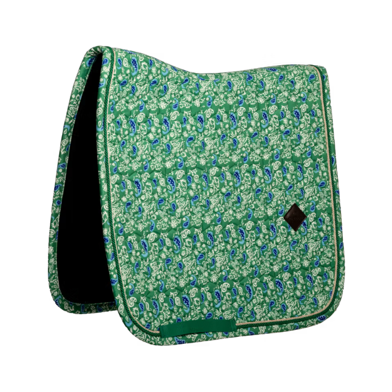Kentucky Horsewear - Tapis de dressage Velvet Printing paisley garden vert/ marine