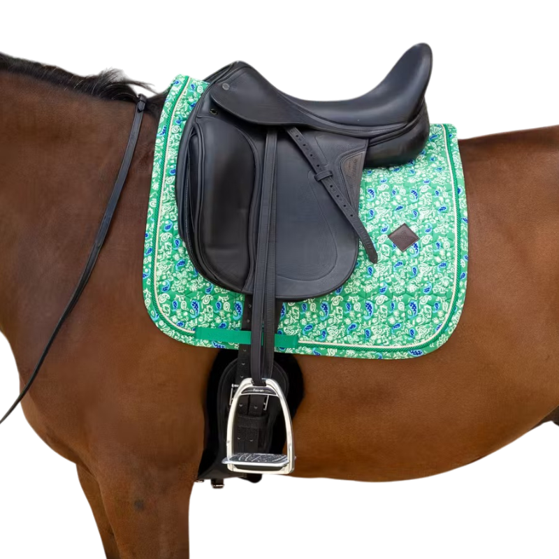 Kentucky Horsewear - Tapis de dressage Velvet Printing paisley garden vert/ marine