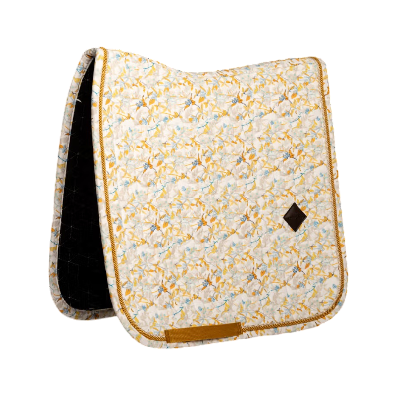 Kentucky Horsewear - Tapis de dressage Velvet Printing spring leaves whispers marron/ blanc