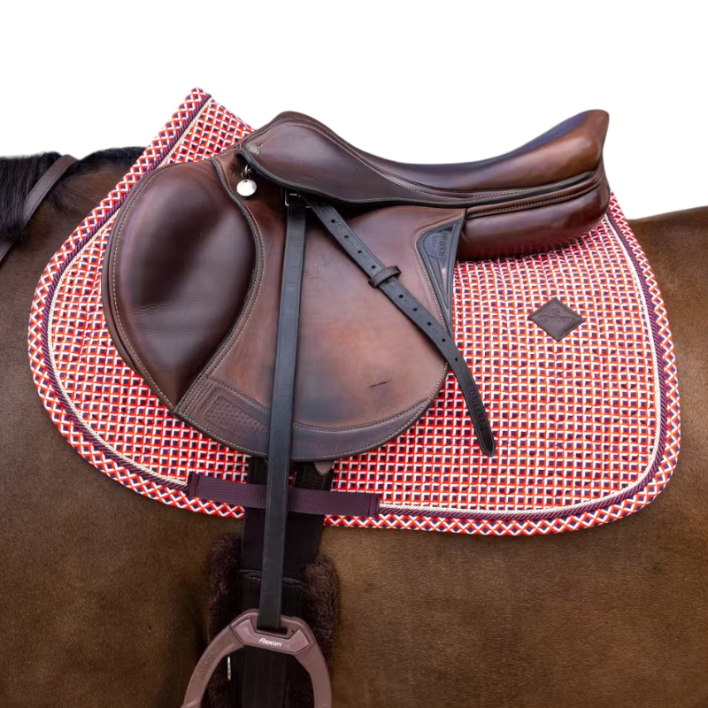 Kentucky Horsewear - Tapis de selle Velvet Printing check rouge