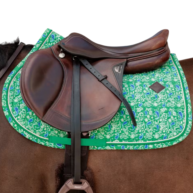 Kentucky Horsewear - Tapis de selle Velvet Printing paisley garden vert/ marine