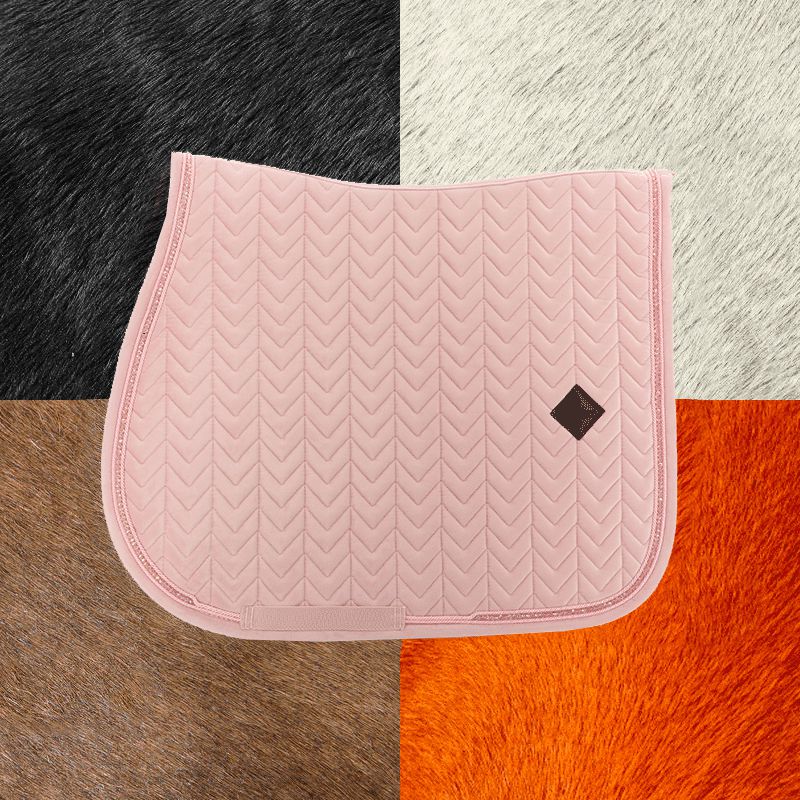 Kentucky Horsewear - Tapis de selle Velvet Pearls jumping rose tendre | - Ohlala