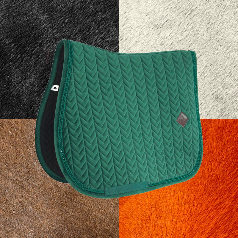 Kentucky Horsewear - Tapis de selle Velvet Pearls vert sapin | - Ohlala