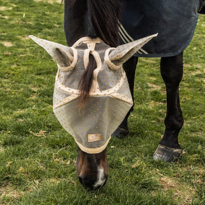 Kentucky Horsewear - Masque anti-mouches Heart avec oreilles et nez beige | - Ohlala