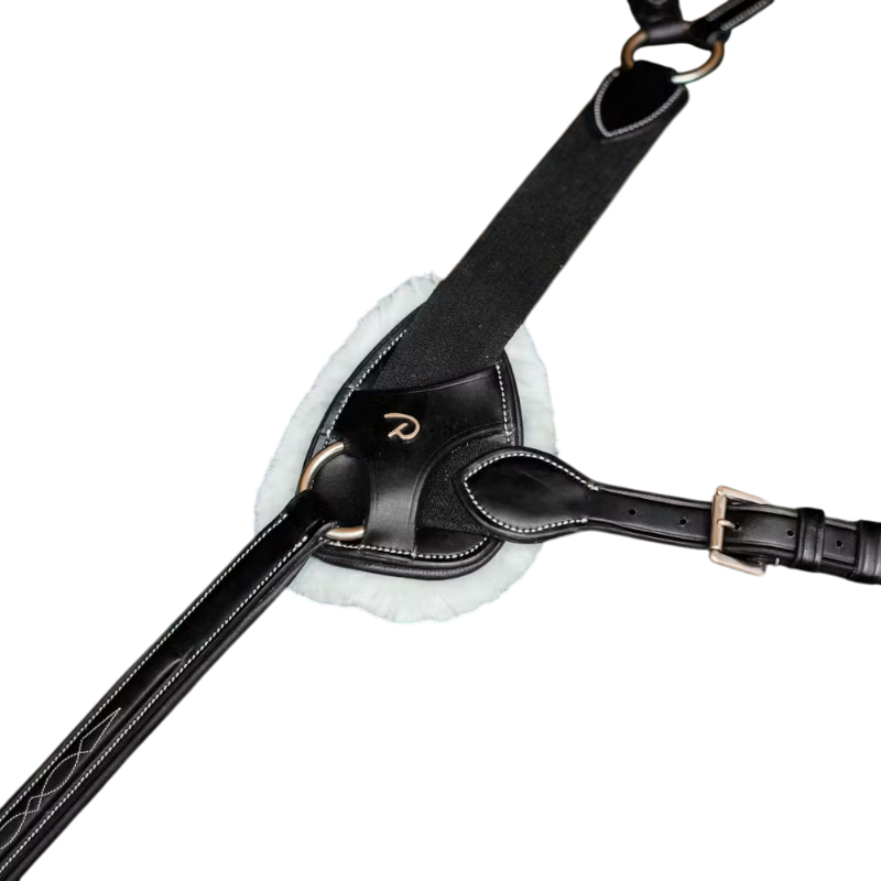 Dyon - Pad de protection en peau de mouton vegan collier de chasse 5 points D noir