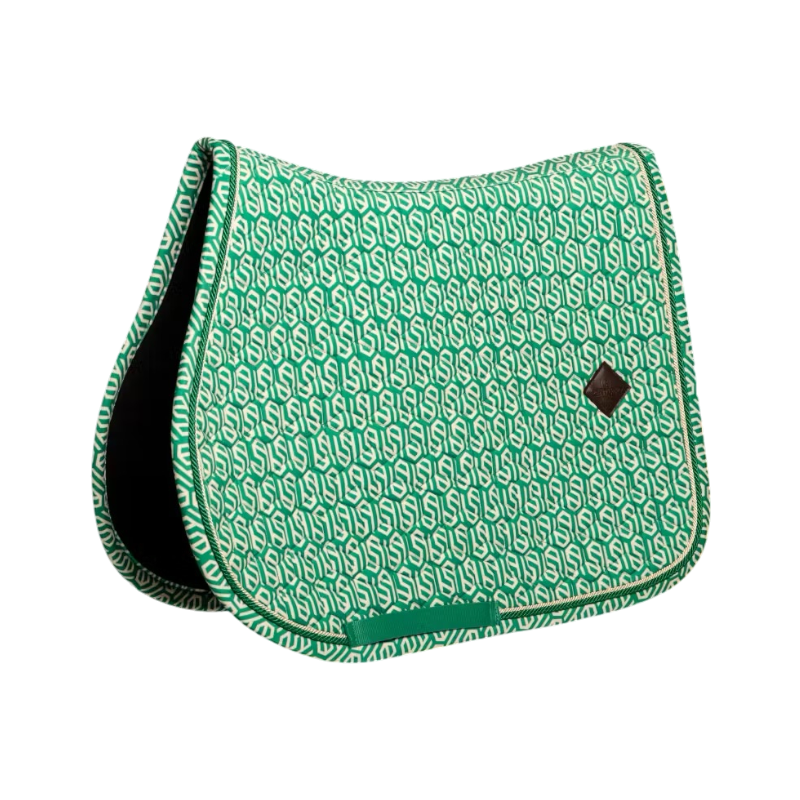 Kentucky Horsewear - Tapis de selle Velvet Printing maze cipher vert/ blanc