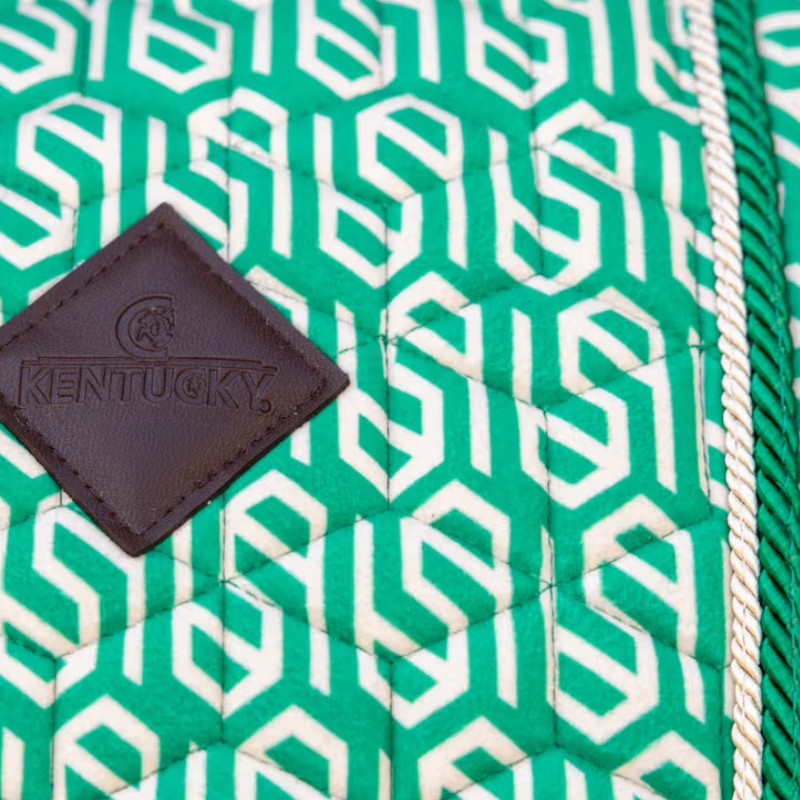 Kentucky Horsewear - Tapis de selle Velvet Printing maze cipher vert/ blanc