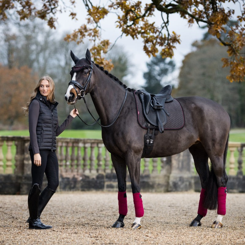 Lemieux - Tapis de dressage Square en suédine Cinder gris/ bordeaux