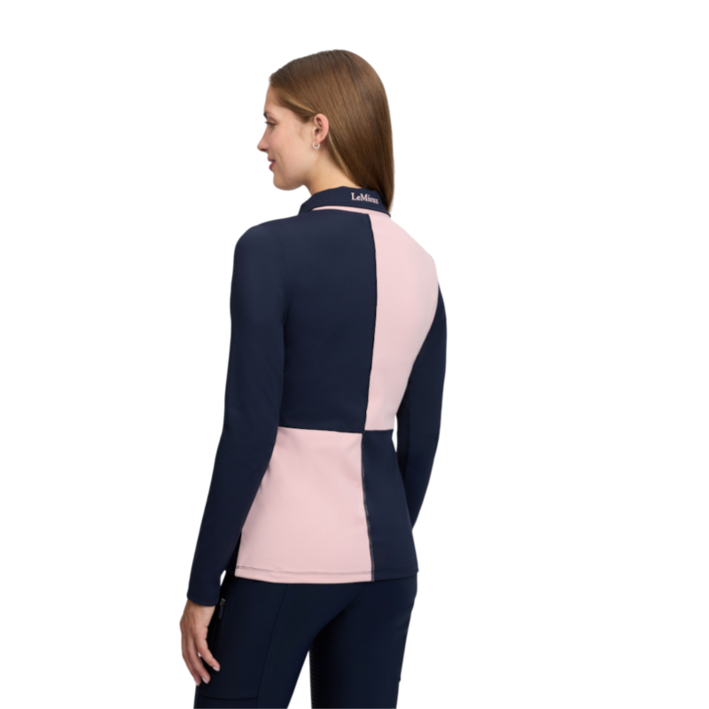 LeMieux - Polo technique manches longues femme Harlequin Rugby marine/ petal