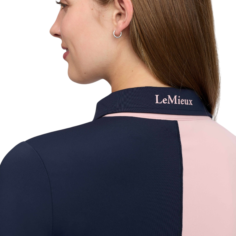 LeMieux - Polo technique manches longues femme Harlequin Rugby marine/ petal