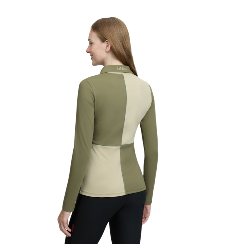LeMieux - Polo technique manches longues femme Harlequin Rugby willow/ pear