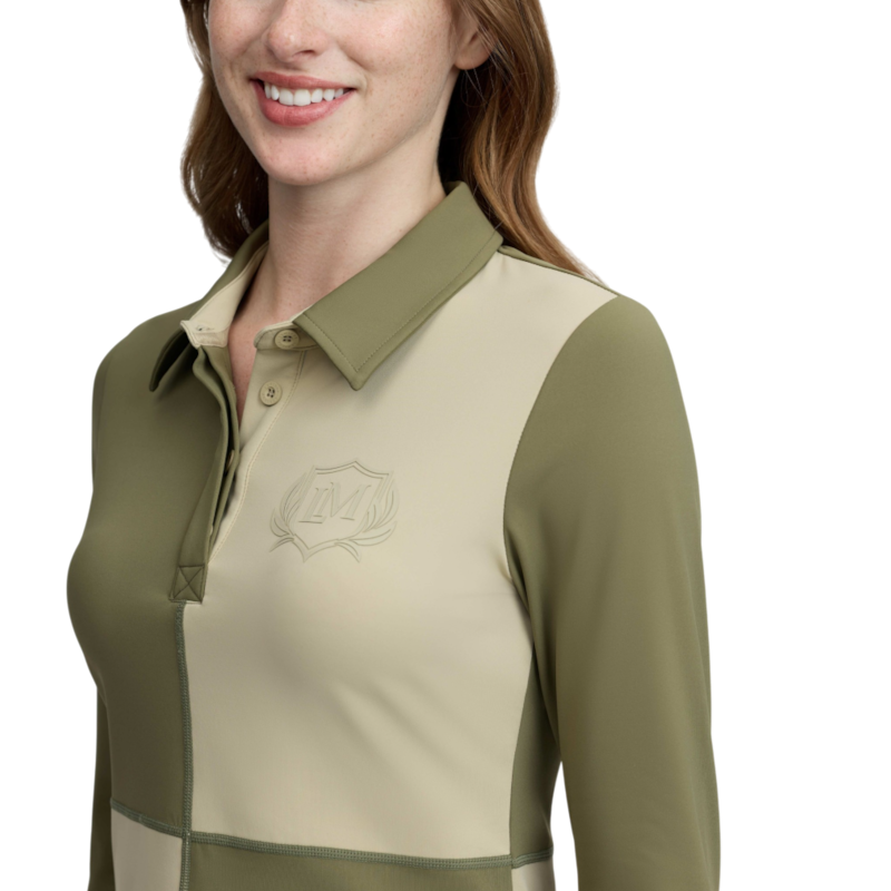 LeMieux - Polo technique manches longues femme Harlequin Rugby willow/ pear
