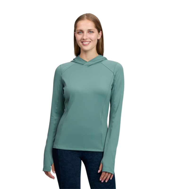 LeMieux - T-shirt technique à capuche manches longues femme Heidi aloe