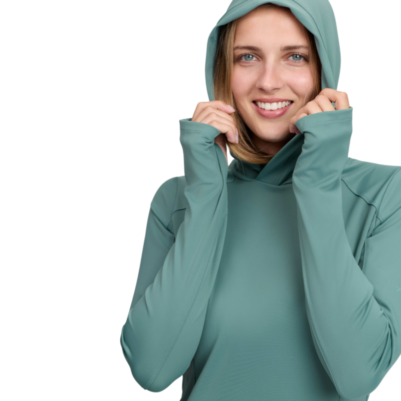 LeMieux - T-shirt technique à capuche manches longues femme Heidi aloe