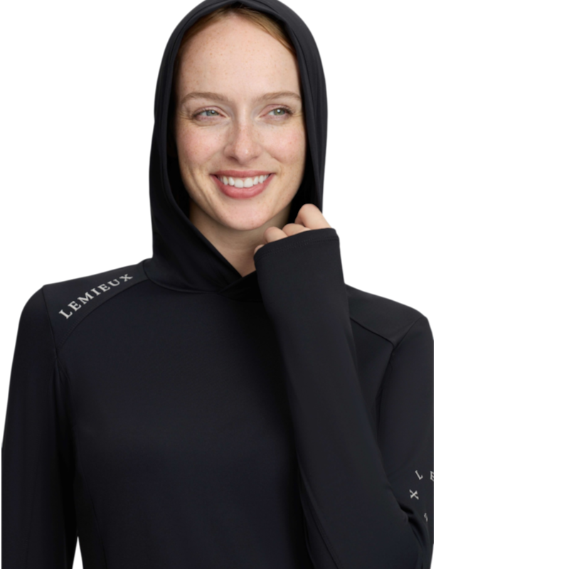 LeMieux - T-shirt technique à capuche manches longues femme Heidi noir