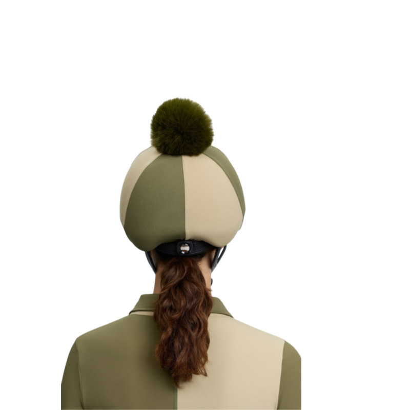 LeMieux - Toque de casque à pompon amovible Harlequin willow/ pear