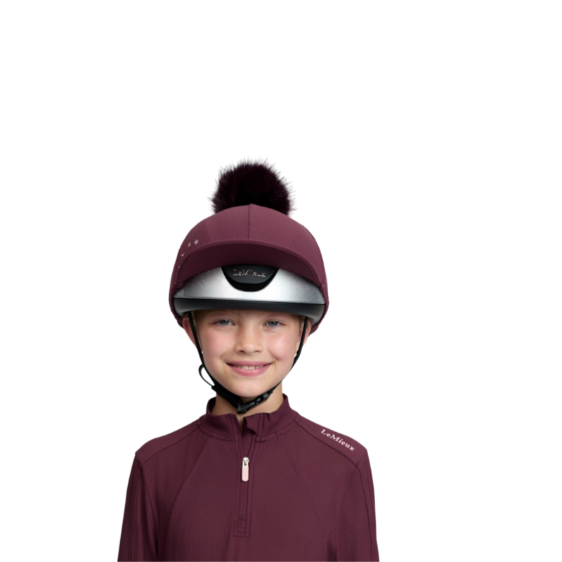 LeMieux - Toque de casque à pompon amovible Ribbed bramble