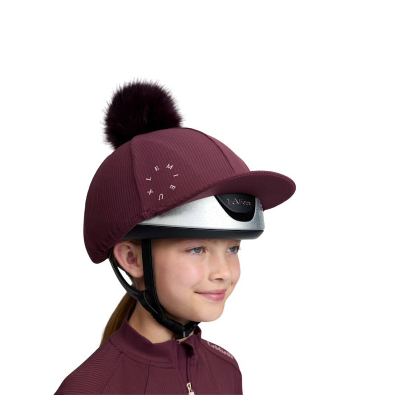 LeMieux - Toque de casque à pompon amovible Ribbed bramble