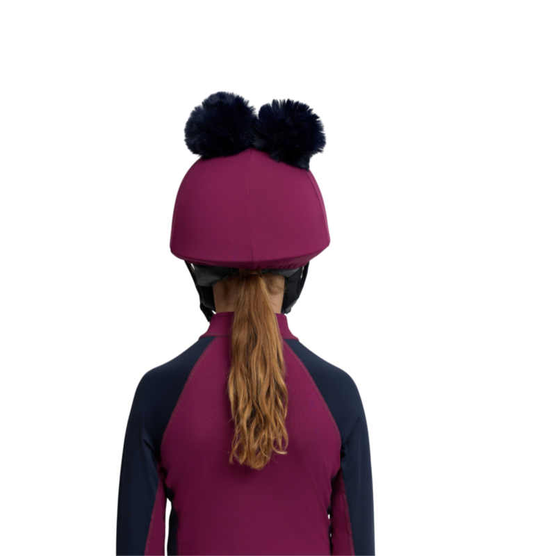 LeMieux - Toque de casque enfant Mini doubles pompons blackberry