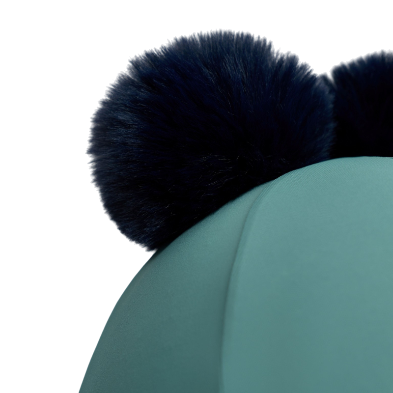 LeMieux - Toque de casque enfant Mini doubles pompons marine/ aloe