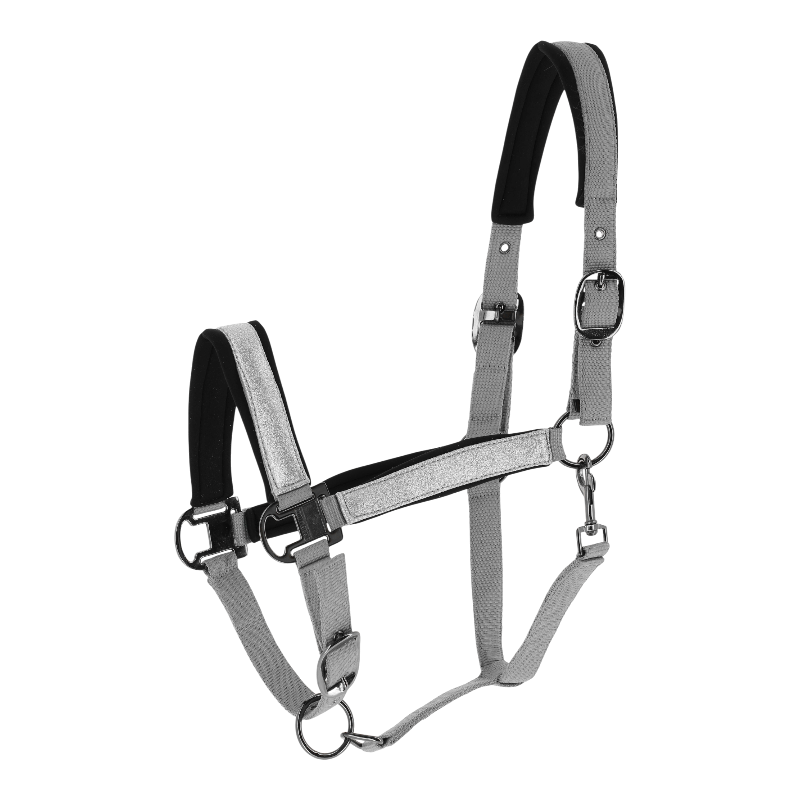 Equithème - Licol en nylon Glowy gris clair/ gris clair