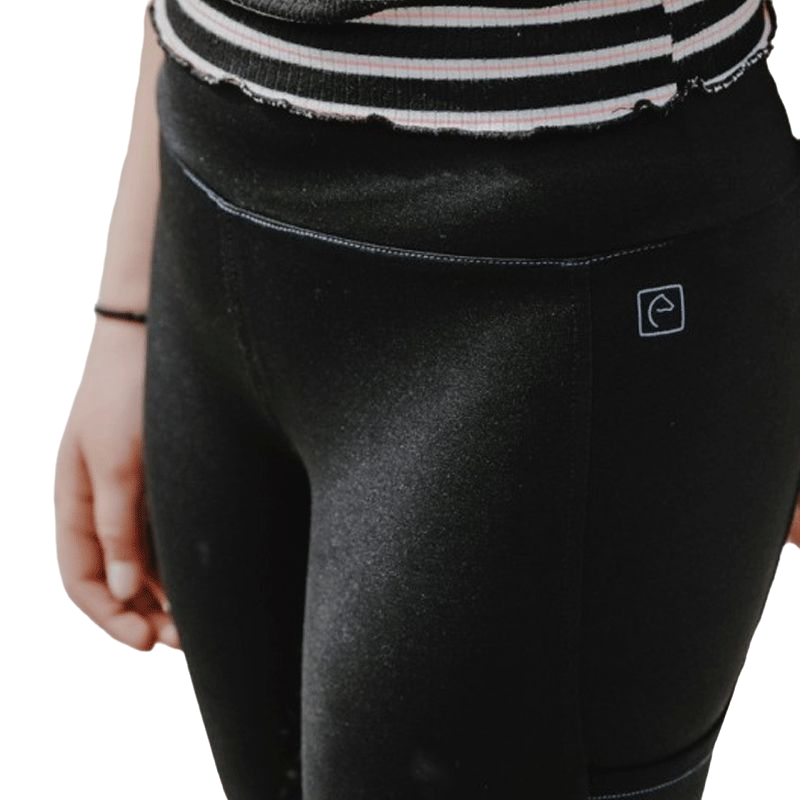 Equithème - Legging d'équitation full grip enfant Lyly noir/ bleu roi | - Ohlala