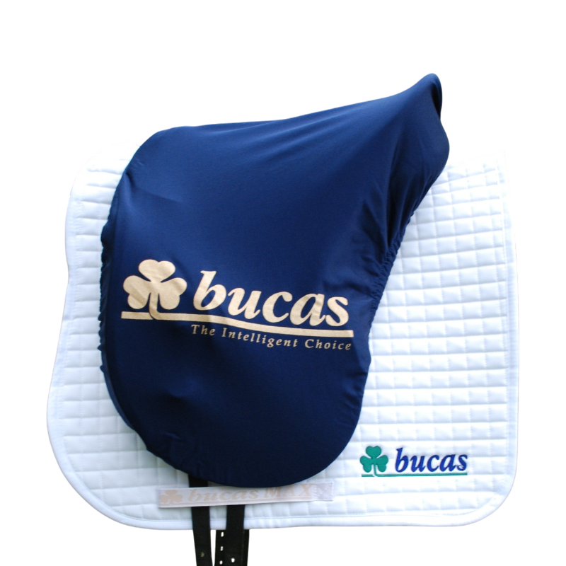 Bucas - Housse de selle marine logo gold