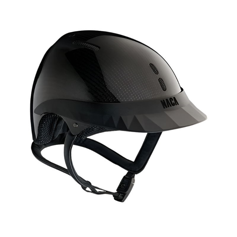 NACA - Casque d'équitation Gravity S visière standard carbon brillant noir