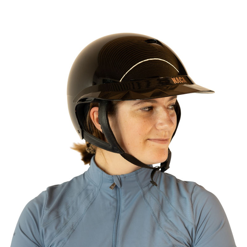 NACA - Casque d'équitation visière polo Comète S noir brillant