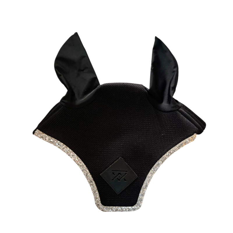 Oxxer - Bonnet court pour chevaux Diamant noir paillettes argent