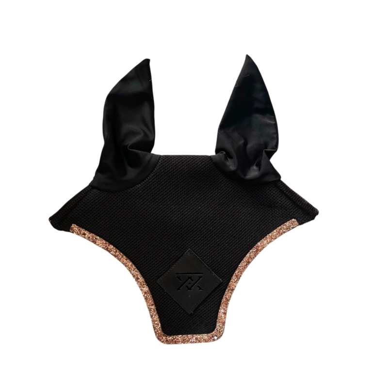Oxxer - Bonnet court pour chevaux Diamant noir paillettes rose gold