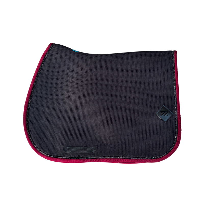 Oxxer - Tapis de selle Mesh noir/ bordeaux paillettes noires