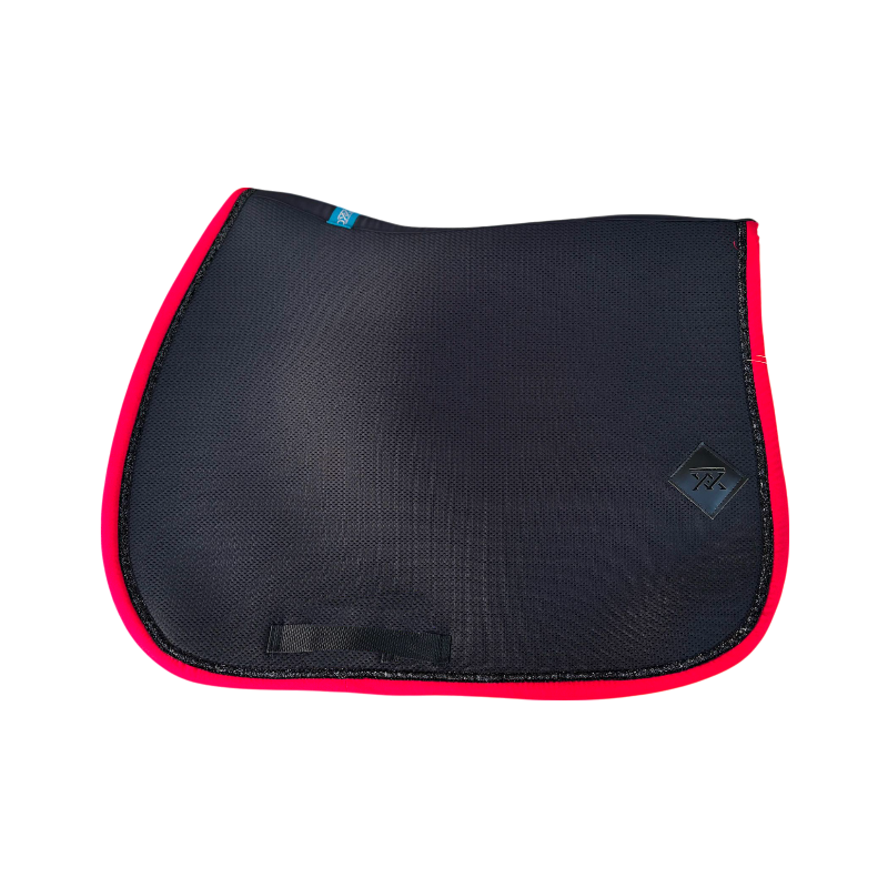 Oxxer - Tapis de selle Mesh noir/ rouge paillettes noires