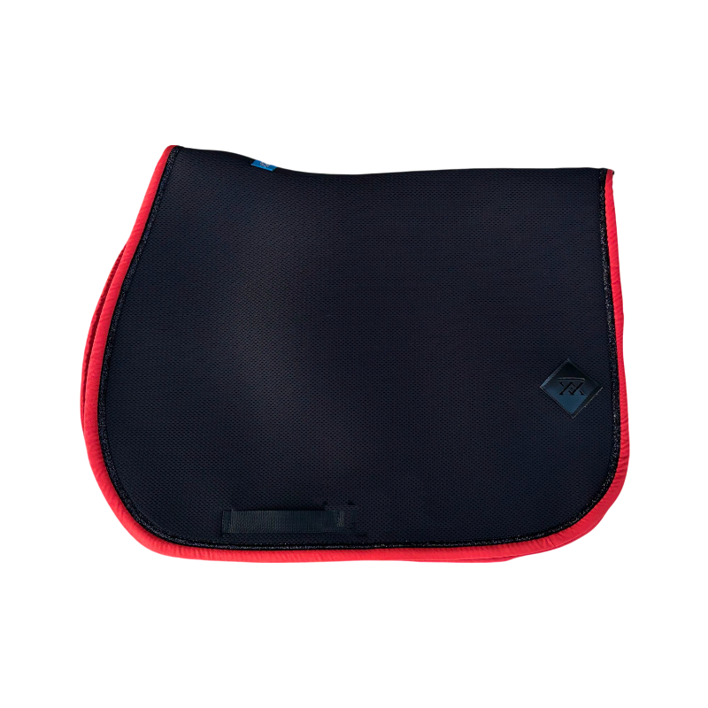 Oxxer - Tapis de selle Mesh noir/ corail paillettes noires