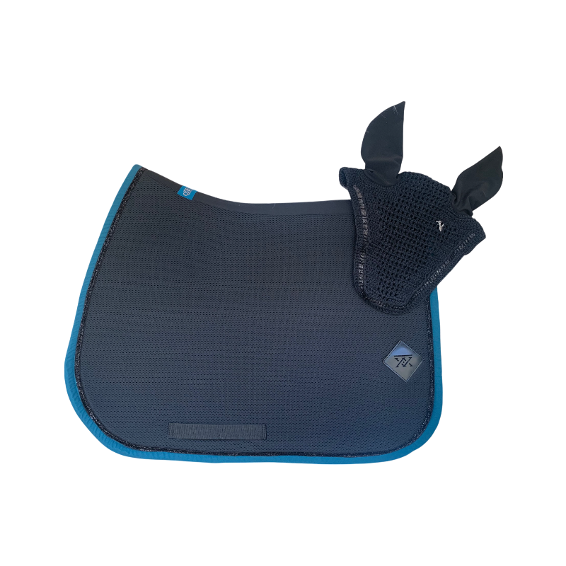 Oxxer - Tapis de selle Mesh noir/ émeraude paillettes noires