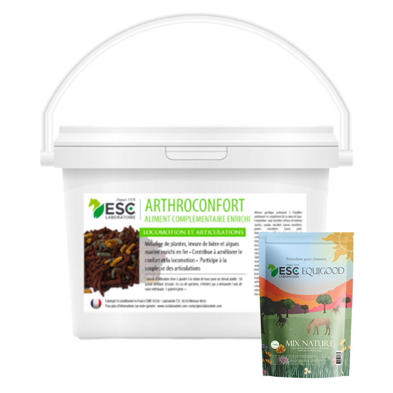 ESC Laboratoire - Pack complément alimentaire Arthroconfort + friandises Equigood Mix