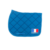 Paddock Sports - Tapis de selle Prems bleu canard logo France | - Ohlala